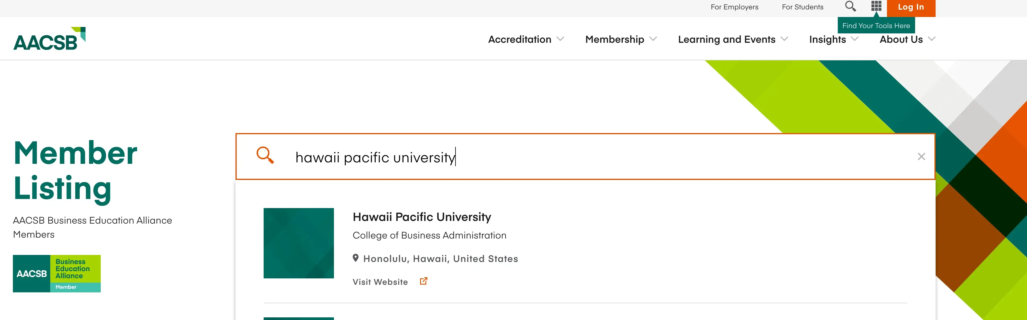 美國夏威夷太平洋大學 HPU AACSB 國際商學院協會會員證明
